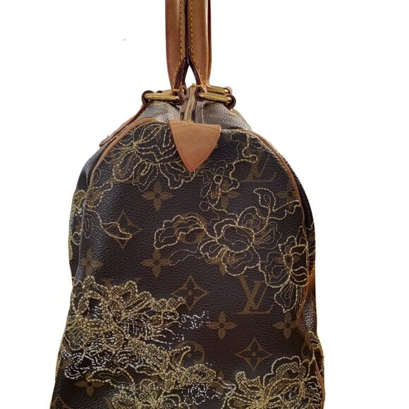 Authentic Louis Vuitton Rare Dentelle Lace Monogram Speedy 30 Satchel Boston Bag - Picture 7 of 14